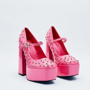 Gem Encrusted Platform Mary Jane Heels